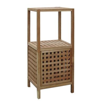 China Hot Sale 3 Tier Durable Solid Walnut Wood Toilet Corner Towel Standing Type Shelf With Storage Cabinet for sale