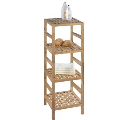 China Hot Selling Bathroom Towel Rack 4 Tier Eco-Friendly Durable Natural Walnut Wooden Tier Shelf Shelf for sale