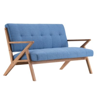 China Convertible USA Warehouse Retro Two-Seat Sofa Chair with Solid Wood Legs / K-Shaped Armrests for sale