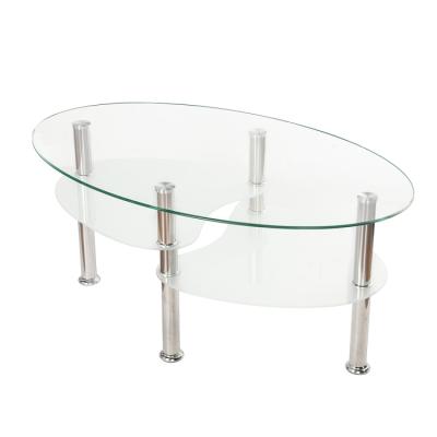 China Convertible Oval Clear Glass Warehouse Table Low JPN Table With Storage Function for sale