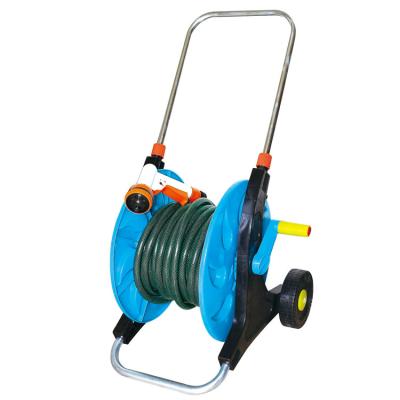 China Seesa Adjustable Movable Lay Flat Flexible Outdoor Garden Water Hose With Metal Hose Reel Irrigation Cart for sale