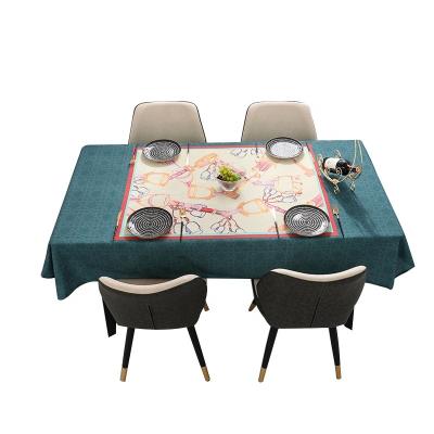 China Factory direct sale waterproof modern thick border polyester Yarn-dyed geometric jacquard tablecloth for sale