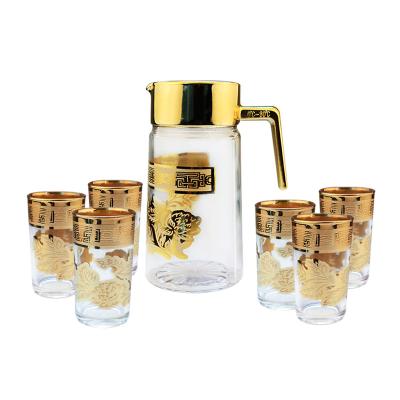 China Drinkware Tea Cup Gold Glass Teapot Set for sale