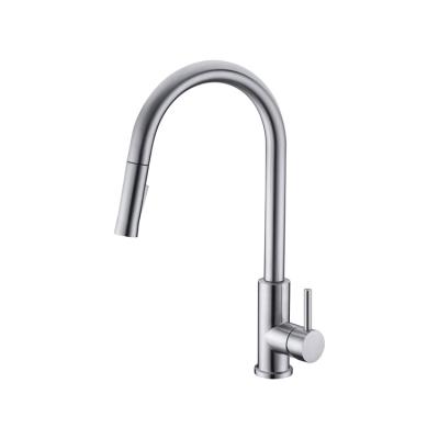 China 2 funtion with hot selling spray/stream 304 stainless steel deck mounted flexible pull down kitchen mixer tap for sale