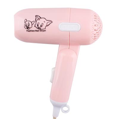 China Ladies Student Fashion Cartoon Dormitory Compact Folding Hair Comb Dryer Air Duct New Mini Portable Hair Dryer for sale