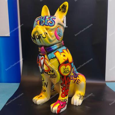 China China Pop Art Gallery Decoration Fiberglass Resin Painting Dog Sculpture for sale