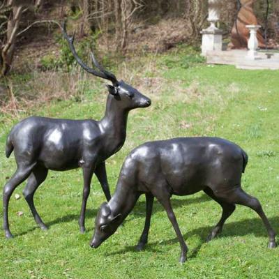 China China factory wholesale large animal sculpture standing deer buck bronze statues for sale