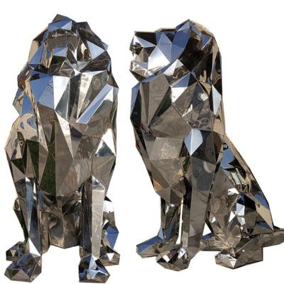 China China Large Pop Art Decor Sculpture Stainless Steel Geometric Animal Lion For Sale for sale