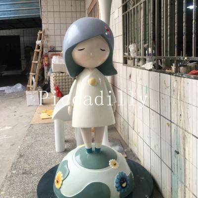 China Wholesale Resin Factory Pop Art Design Statue Resin Fiberglass Cartoon Girl Sculpture for sale