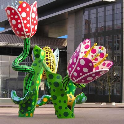 China China Large Pop Art Sculpture Fiberglass Colorful Drawing Flower Sculpture for sale