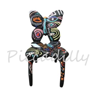 China From China Good Quality Modern Fiberglass Painting Butterfly Black Chair Statue Sculpture Factory Directly for sale