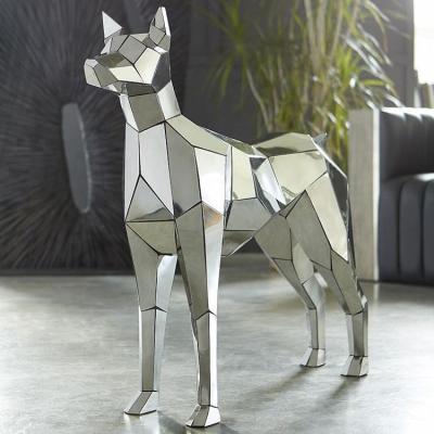 China China Modern Art Decor Holding Geometric Dog Sculpture Stainless Steel For Sale for sale