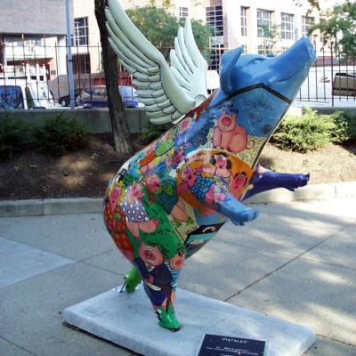 China China Pop Art Decoration Color Painting Fiberglass Public Pig Statue For Sale for sale