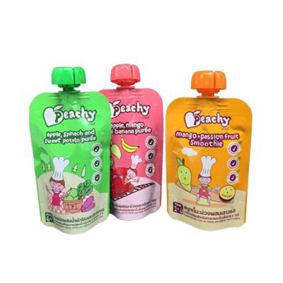 China Recyclable Food Grade Plastic Squeeze Packaging Reusable Baby Food Spout Pouch for sale