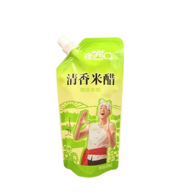 China Food Grade Recyclable Plastic Sauce Packaging Bag Stand Up Pouch With Spout for sale