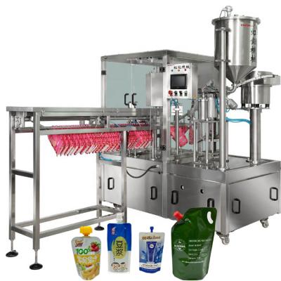 China Automatic Liquid Food Pouch With Cap Filling And Capping Machine For Chemical Product Packing for sale