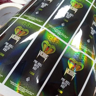 China Waterproof Hologram Stickers Laser Film Stickers With Strong Adhesive Glue Roll Bottle for sale