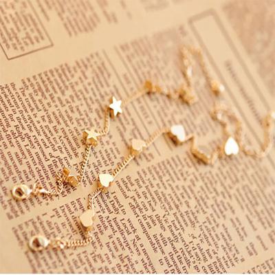 China Small Fresh Lady Star Bracelet Five Heart Peach Starry Pentagon Fashion Bracelet Cute Lovers Bracelets for sale