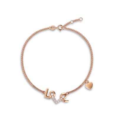 China Creative Bracelet Women's Environmental Friendly Letter Bracelet 18K Rose Gold With Stone for sale