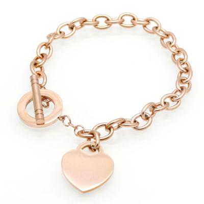 China Other Heart Bracelets Rose Gold Bangle Titanium Steel Bracelet New Style 316L Fine Jewelry Women for sale