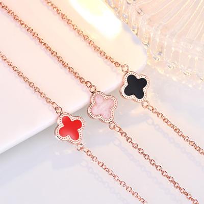 China Other 18k Rose Gold Plated Four Leaf Clover Bracelet Ladies Jewelry Accessories Wholesale One Generation for sale