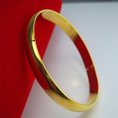 China Vintage Women's Open Bangle Bracelet Shiny Gold Plated Bracelet 18k Couples Gift Manufacturer Wholesale for sale