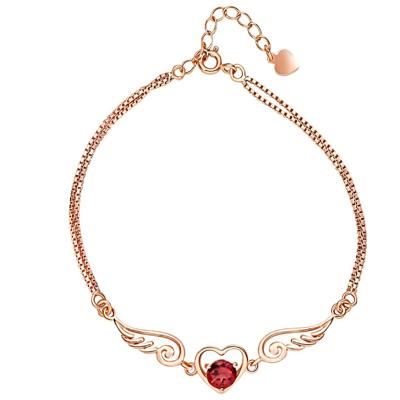 China Ruby Jewelry Angel Lovers Bracelet 18K Rose Gold Plated Female Hand heart shaped jewelry from CLASSIC bracelet for sale