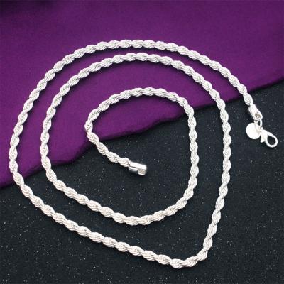 China Other silver plated plain simple wild 4MM twisted necklace rope necklace fashion accessories temperament couple necklace for sale