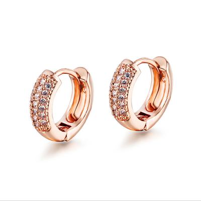 China Romantic 18K Rose Gold Plated Diamond Earrings Diamond Earrings Temperate Bridal Earrings simple for sale