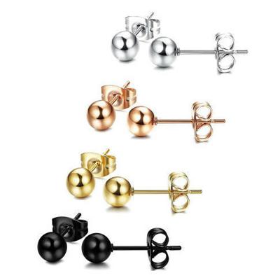 China Cute simple fashion round ball shiny earrings small 925 silver plated black women gold earrings for sale