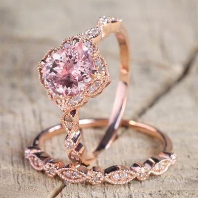 China Wholesale Inlaid Romantic Micro Zircon Hand Jewelry 18k Rose Gold Fashion Wedding Rings for sale