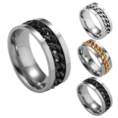 China Other Men's Rings Titanium Steel Chain Ring Jewelry Wholesale Rotating Chain Factory Sale for sale