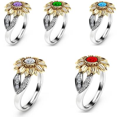 China CLASSIC Gold Plated Flower Ring 18k Gold Plated Chrysanthemum Sunflower Separation Ring Wedding Party Hand Jewelry for sale