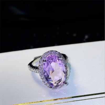 China FASHIONABLE natural amethyst rings full of large stones goose egg engagement ring female for sale