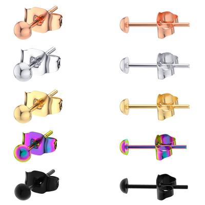 China Fashional Classic Cute Charms Round Stainless Steel Round Small Stud Earrings Colorful Stumps Trendy Jewelry for sale