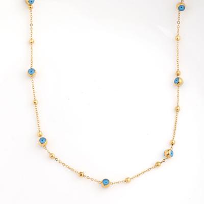 China CLASSIC Fashion Small Evil Eyes Beaded Linked Hottest Blue Eyes High Quality Gold Plated Women Jewelry Necklace for sale