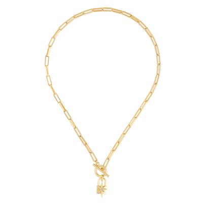 China CLASSIC Trendy Tasty Gold Plated Loker Chain Pendant 925 Sterling Silver Jewelry Necklace for sale