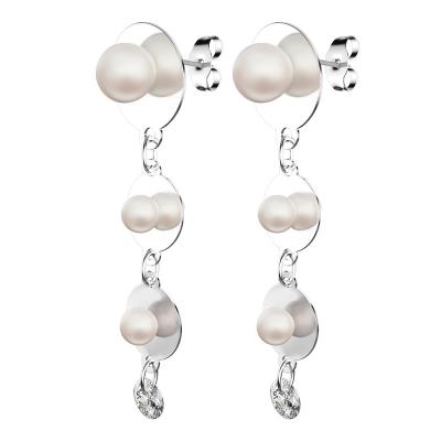 China Elegant Vintage Fashion Wedding Jewelry Stainless Steel Freshwater Pearl Drop Earrings for sale