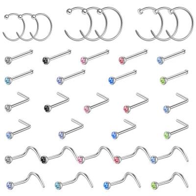 China Wholesale Nose Ring Body Piercing Jewelry Classic Trendy Surgical Helix Hoop Earrings Circle Tragus Ear Eyebrow Jewelry for sale