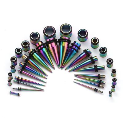 China Factory price classic circle surgical steel earrings wholesale rainbow tunnel earrings for sale