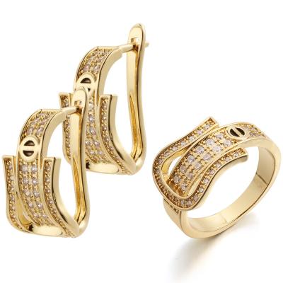 China Antique Vintage Retro Stainless Steel Delicacy Vessel Baking Shape Rings Earrings Zircon Women Shape Gold Set Jewelry Sets for sale