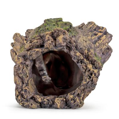 China Small Viable Resin Aquarium Ornament Poly Resin Log Aquarium Decoration Polyresin Wooden Trunk Features Soft Opening for sale