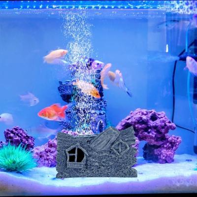 China Viable Aquarium Decorations Ornament Aquarium Air Bubble Stone With Adjustable LED Color Light for sale