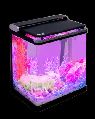 China Hygger Viable Small Betta Fish Tank with LED Lighting and Filter Pump, 4 Gallon Aquarium Starter Desktop Kits for sale