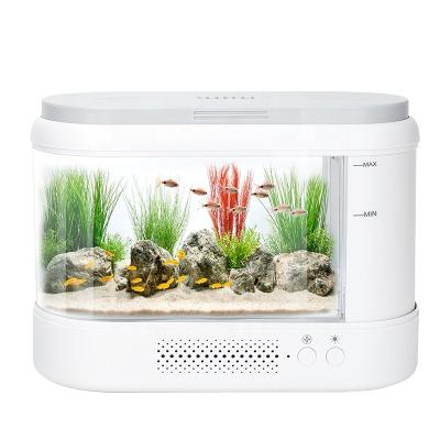 China Hygger Viable Aquarium Small Betta Fish Tank Ultra Clear Glass Aquarium Kit With Adjustable Color LED Light And Filter for sale