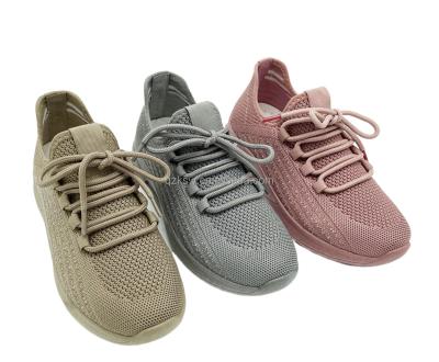 China Breathable Classic fashion Model OEM Custom Logo & Design fly knitted Lady's womens casual PVC injection sport shoes for sale