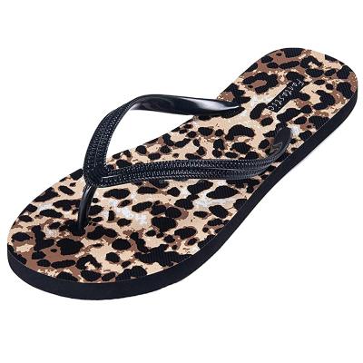 China Fashion Trend Leopard print design Factory Cheap Price durable quality Low MOQ OEM Custom women & Lady  Flip Flops Beach sandal Slippers for sale