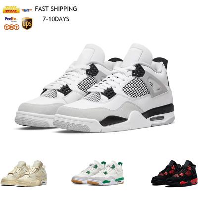 China Rubber With Running Box X Cream Basketball Shoes 4s OFF Desert Moss White Oreo Black Cat Breed White Mens Sports Sneaker Designer Trainers for sale