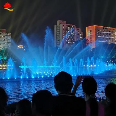 China Customized Domino Stainless Steel Control DMX512 LED Water Screen Laser And Show Fog Light Rainbow Plaza Music Light Water Fountain for sale