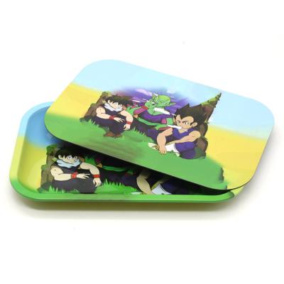 China New Arrival Custom Rolling Tray Metal Anime Rolling Tray With Lid 18*14cm for sale